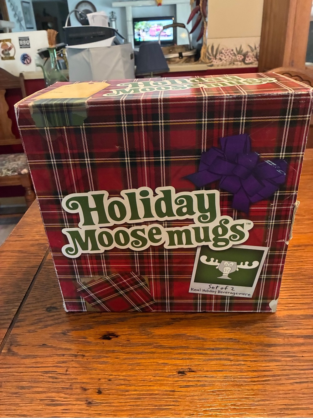 Set of 2 plastic holiday moose mugs
